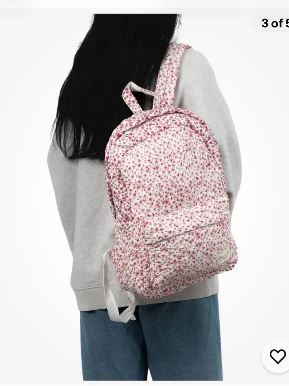 New Moon Nude Pink Floral Quilted Backpack small flower print lightweight